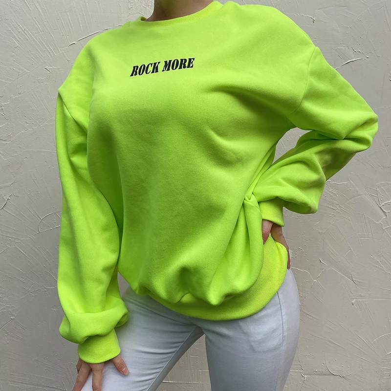 Darlingaga Autumn Winter Oversize Sweatshirt Women Loose Neon Pullover Letter Casual Women's Sweatshirts Harajuku Hoodies