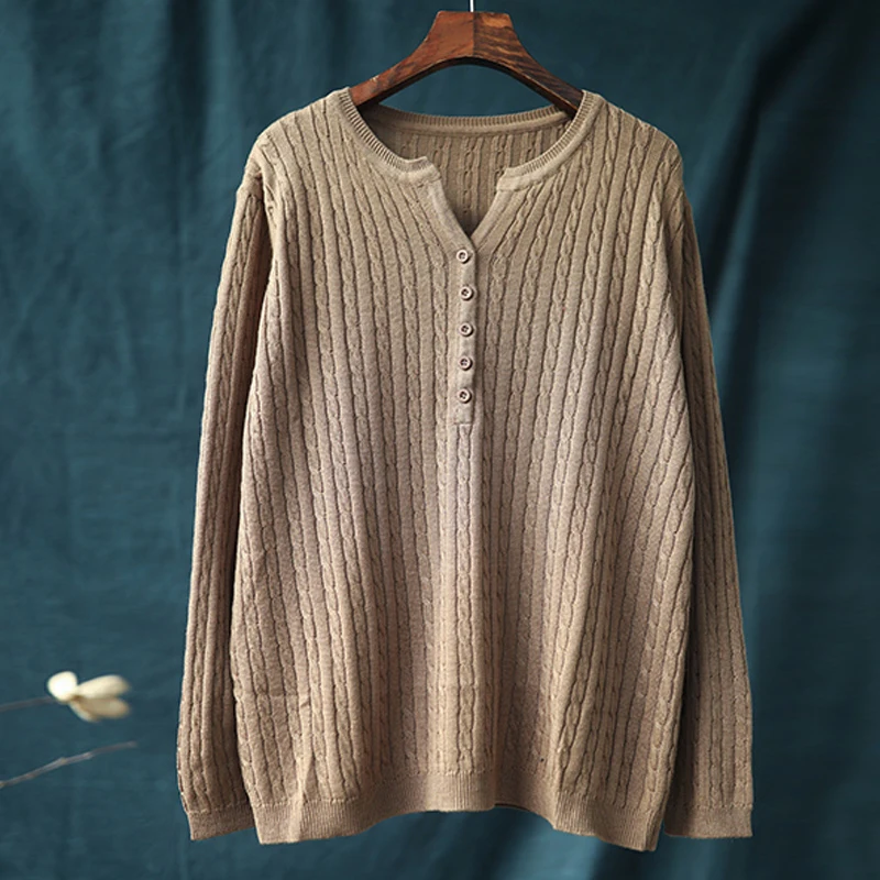 Женский свободный свитер в стиле ретро Johnature универсальный пуловер 8 цветов с