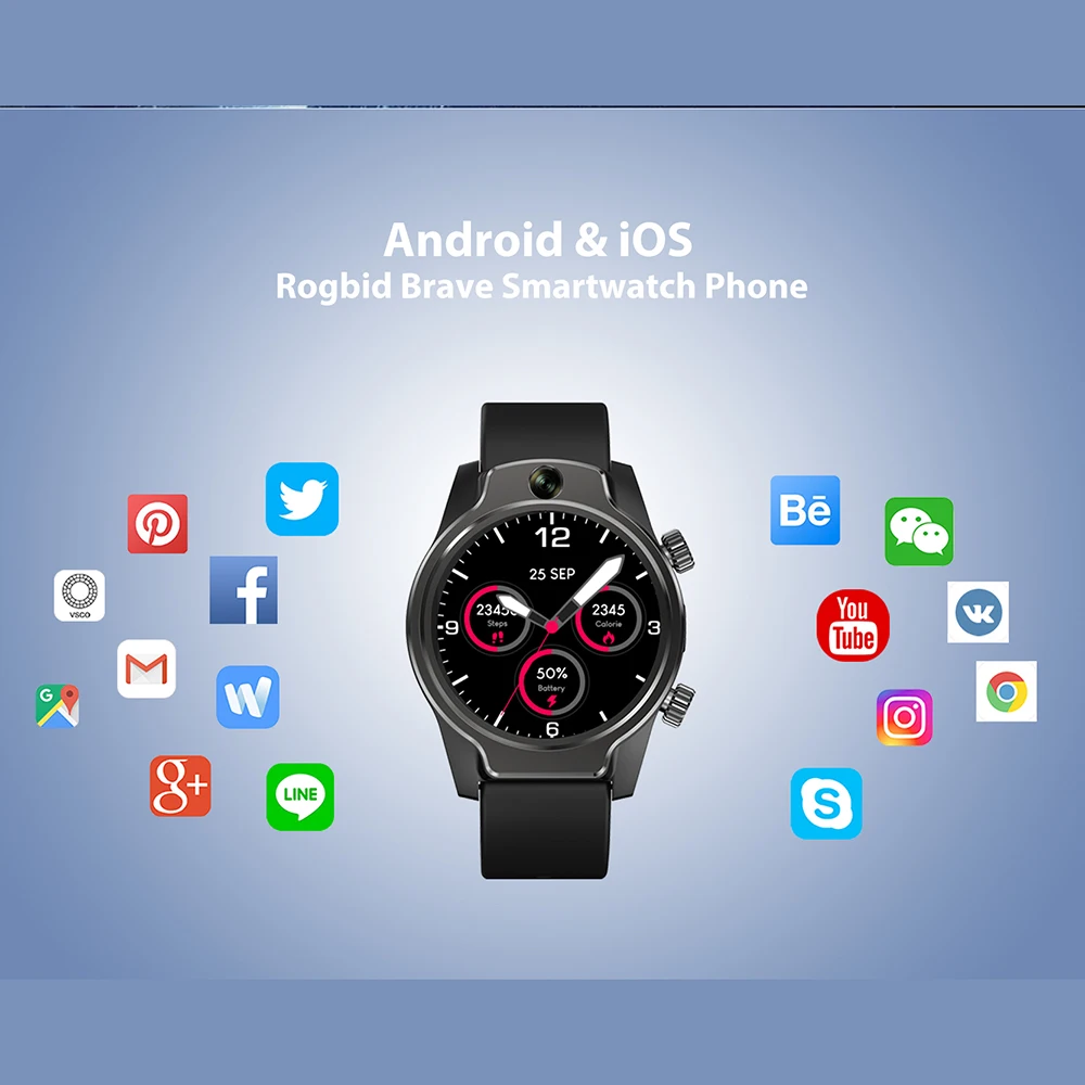 

Rogbid Brave 4G LTE Smart Watch Phone GPS 3GB 32GB Face ID Dual Camera 8MP WIFI Smartwatch Men IP68 Waterproof Clock For Xiaomi