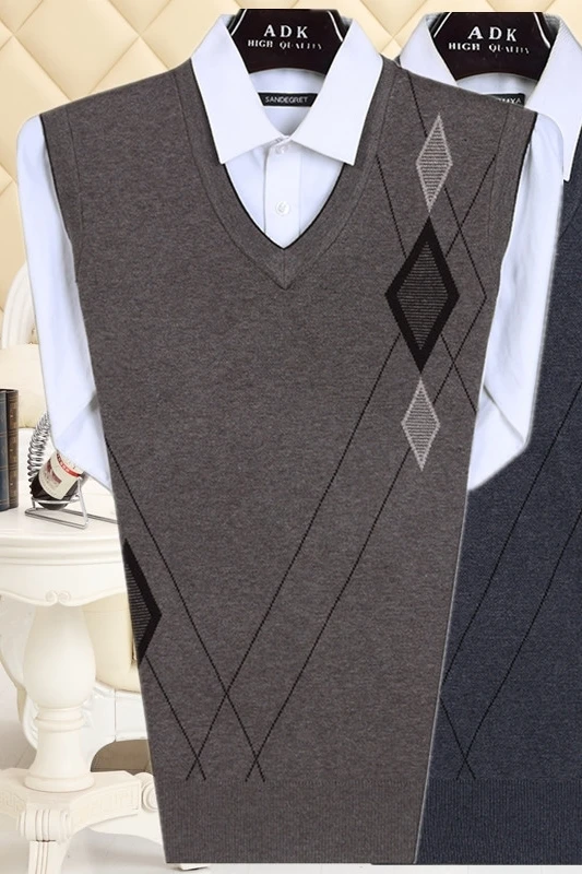 Жилет Мужской трикотажный без рукавов повседневный жилет с V-образным вырезом
