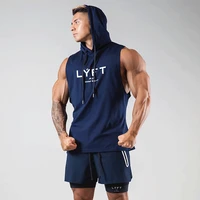 cotton sleeveless vest summer gyms fitness workout casual running men bodybuilding hooded tank top fashion brand tops clothing