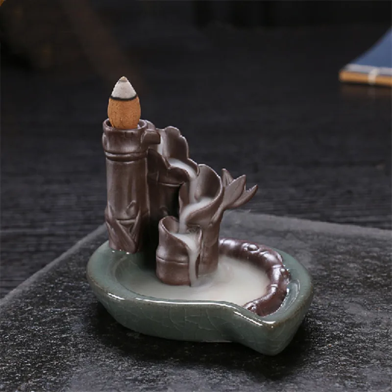 Керамическая курильница с бамбуковым плотом креативная водопадом подставка для