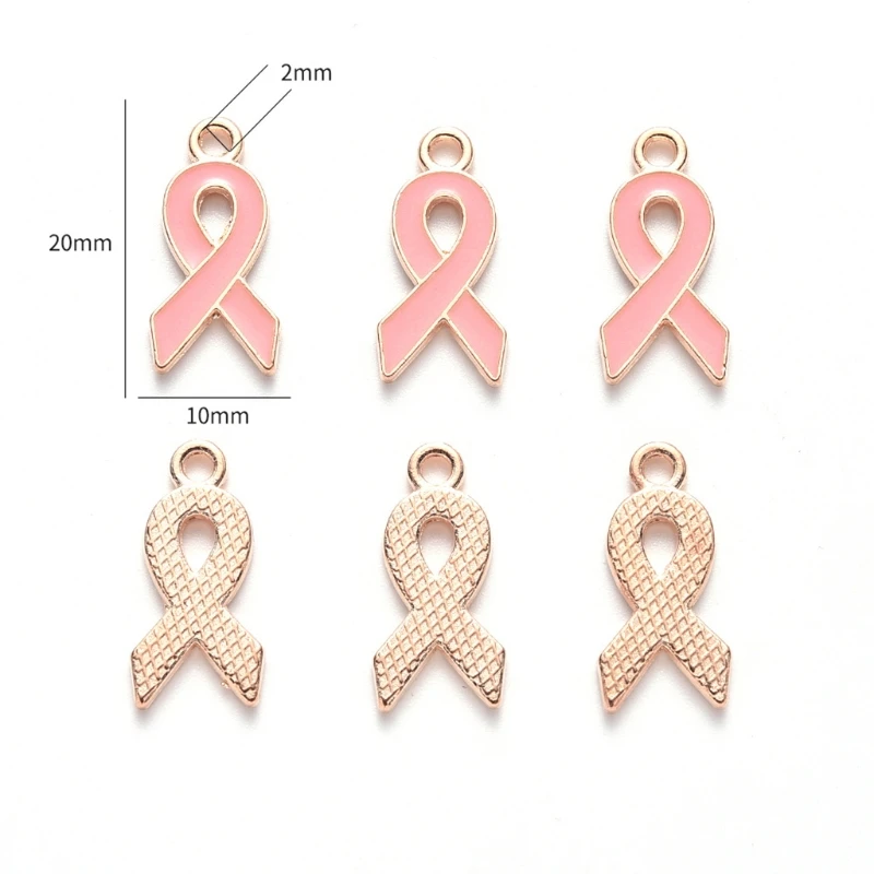 

Breast Cancer Awareness Charms Pink Ribbon Charm Beads Hope Ribbon Pendant Charms for DIY Jewelry Craft Making Supplies