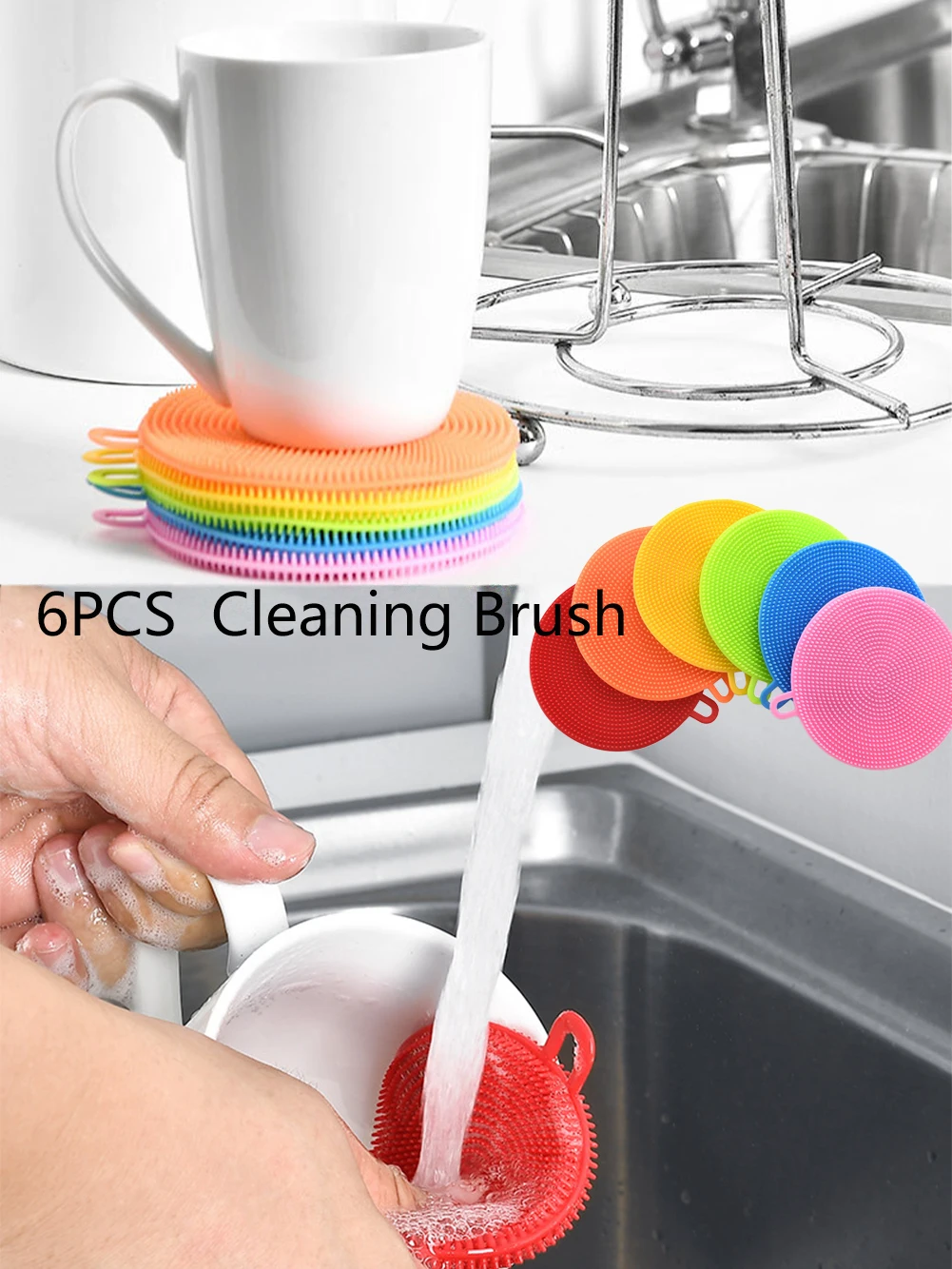 

6PCS Dish Sponges Dish Washing Scrubber Heat Resistent Dual-Sided Dish Cleaning Sponges Kitchen Gadgets Home Accessories