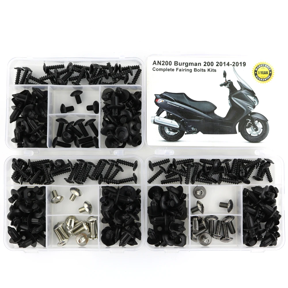 

Fit For Suzuki AN200 Burgman 200 2014 2015 2016 2017 2018 2019 Motorcycle Full Fairing Bolts Kit Fairing Clips Nuts Screws
