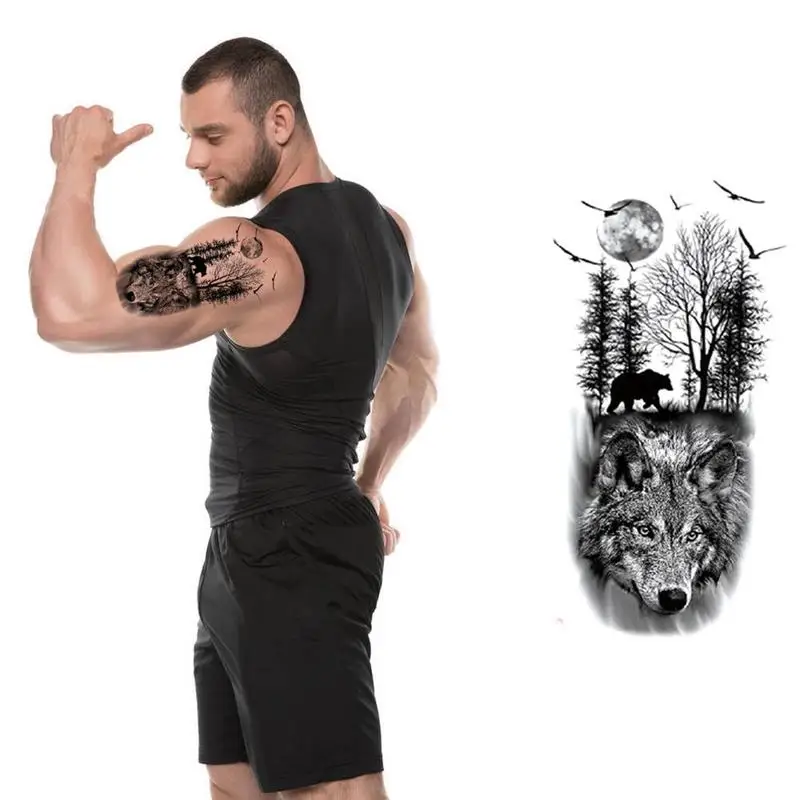 Временная водостойкая татуировка наклейки небольшой полные руки текст животных