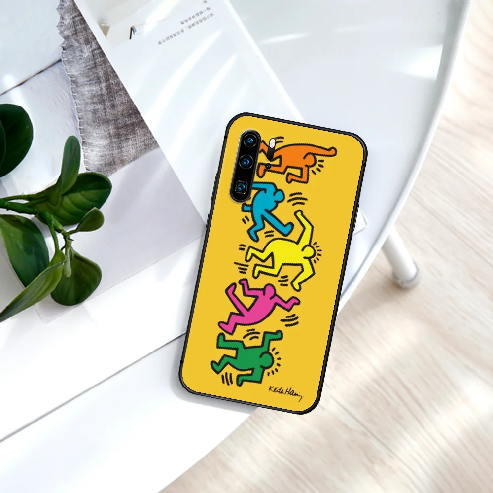 

Fashion Keith Harings Art Abstract Phone Case For Huawei P Mate Smart 10 20 30 40 Lite Z 2019 Pro black Coque Trend Waterproof