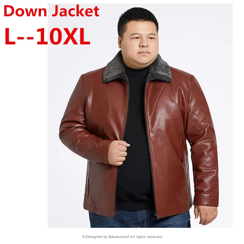 Мужской теплый кожаный пуховик 10XL 9XL 8XL зимняя верхняя одежда 90% на белом утином