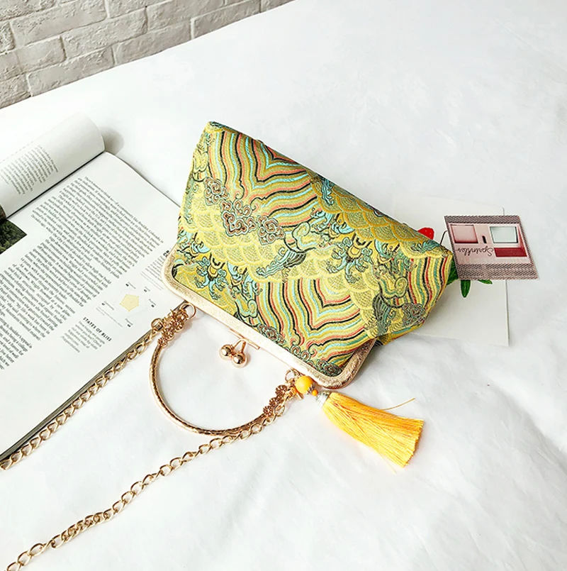 Винтажная Сумка тоут с поцелуем женская сумочка на цепочке сумка через плечо