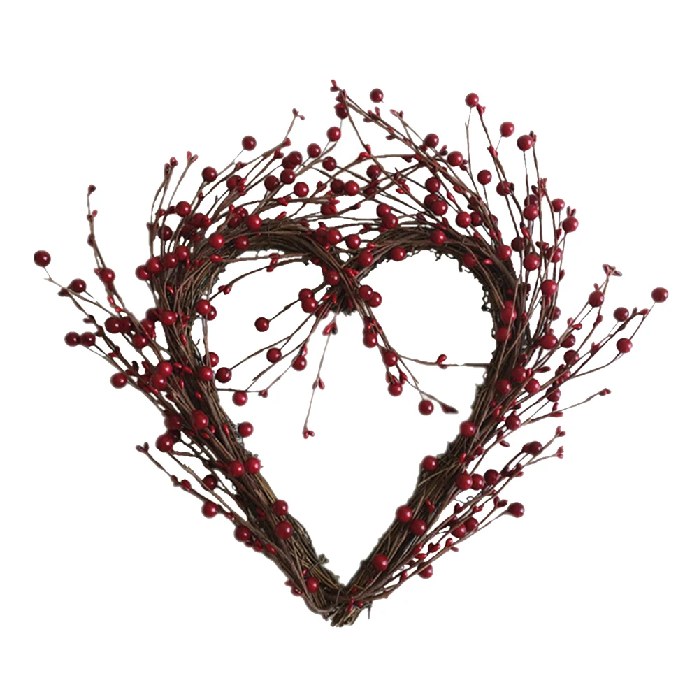 

Simulation Wreath Dried Flowers Ornaments Door Hanger Garlands Foam Red Berries Berry Heart-shaped 40cm Multicolor Wreaths