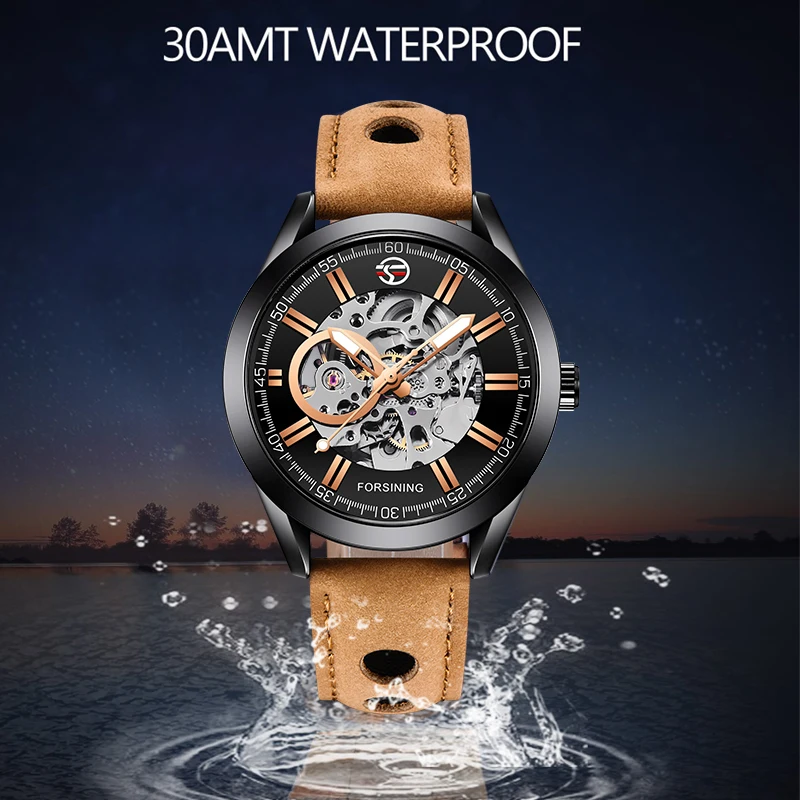 Top Brand FORSINING Casual Sport Series Waterproof Automatic Men Wrist Watch Mechanical Military Skeleton Luminous Hands Watches | Наручные