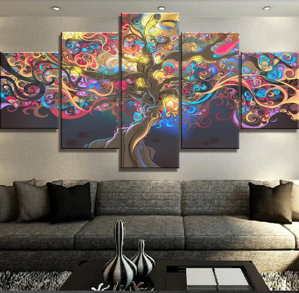 

Wall Decor Artwork 5 Piece Canvas Art Tree Of Life Paintings on Canvas Wall Art for Home Living Room Decorations