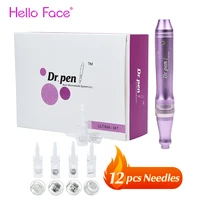 dr pen ultima m7 with 12 pcs needles professional derma pen wired mircroneedling pen tatoo machine mesotherapy facial tools