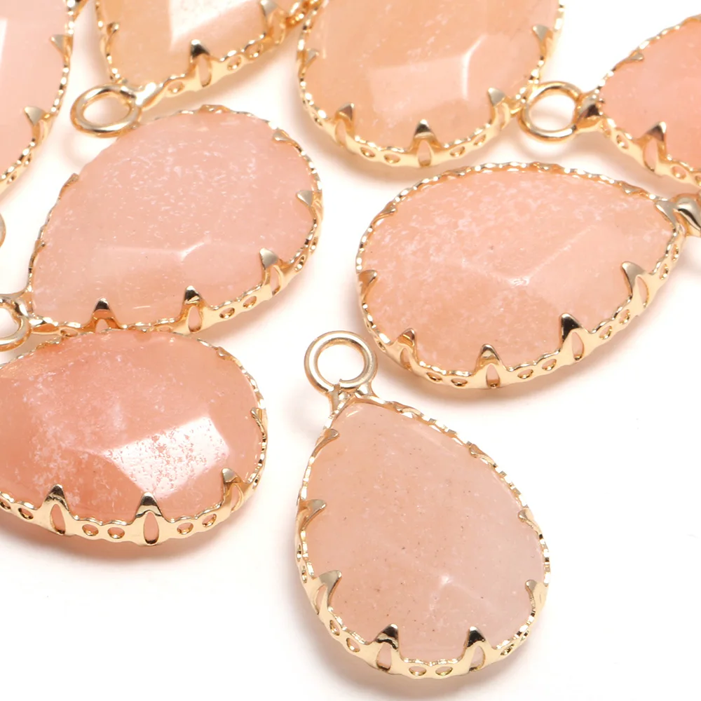 

4 Pieces Natural Stone Pendants Water Drop Shape Faceted Amethysts Lace 13x23mm Charm for Jewelry Making DIY Necklace Bracelets