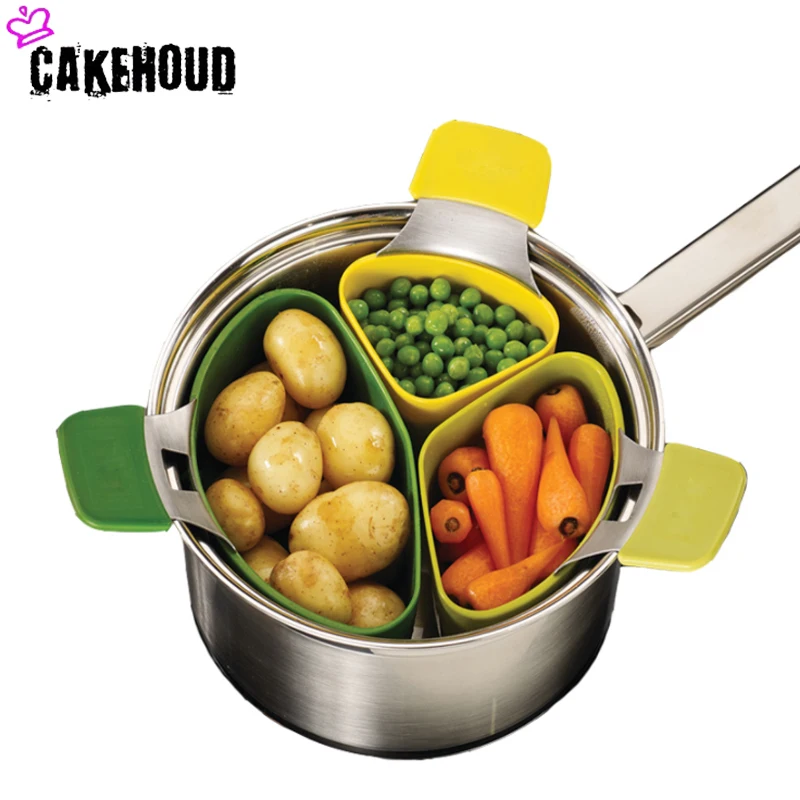 CAKEHOED 3 шт. Складная промывка паром фильтр силиконовая кухонная корзина для