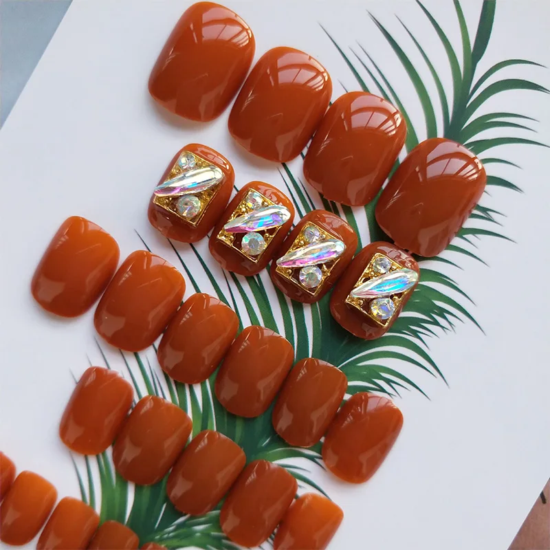 Новинка набор из 24 штук Искусственный лак для 3D Цвет тыквы Свадебные Ложные Nail по