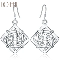 doteffil 925 sterling silver geometric square drop earring for women lady wedding engagement party fashion jewelry