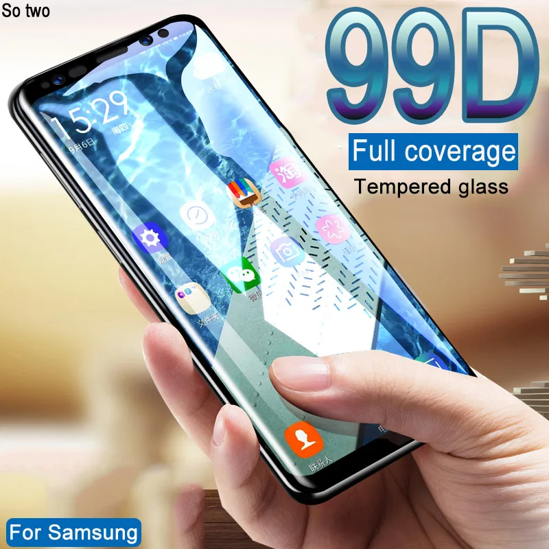 Закаленное стекло 99D для Samsung Galaxy S9 S8 Plus note 8 9 изогнутая защитная пленка на весь