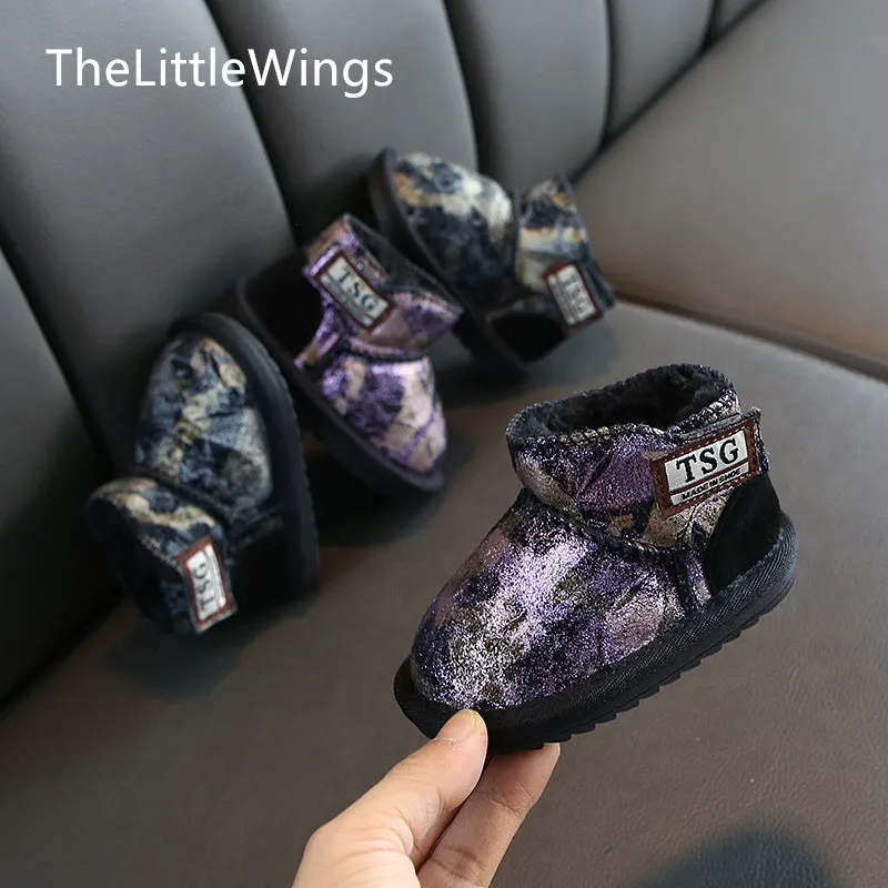 2019 Нескользящая зимняя детская обувь для малышей теплая шерсть маленьких