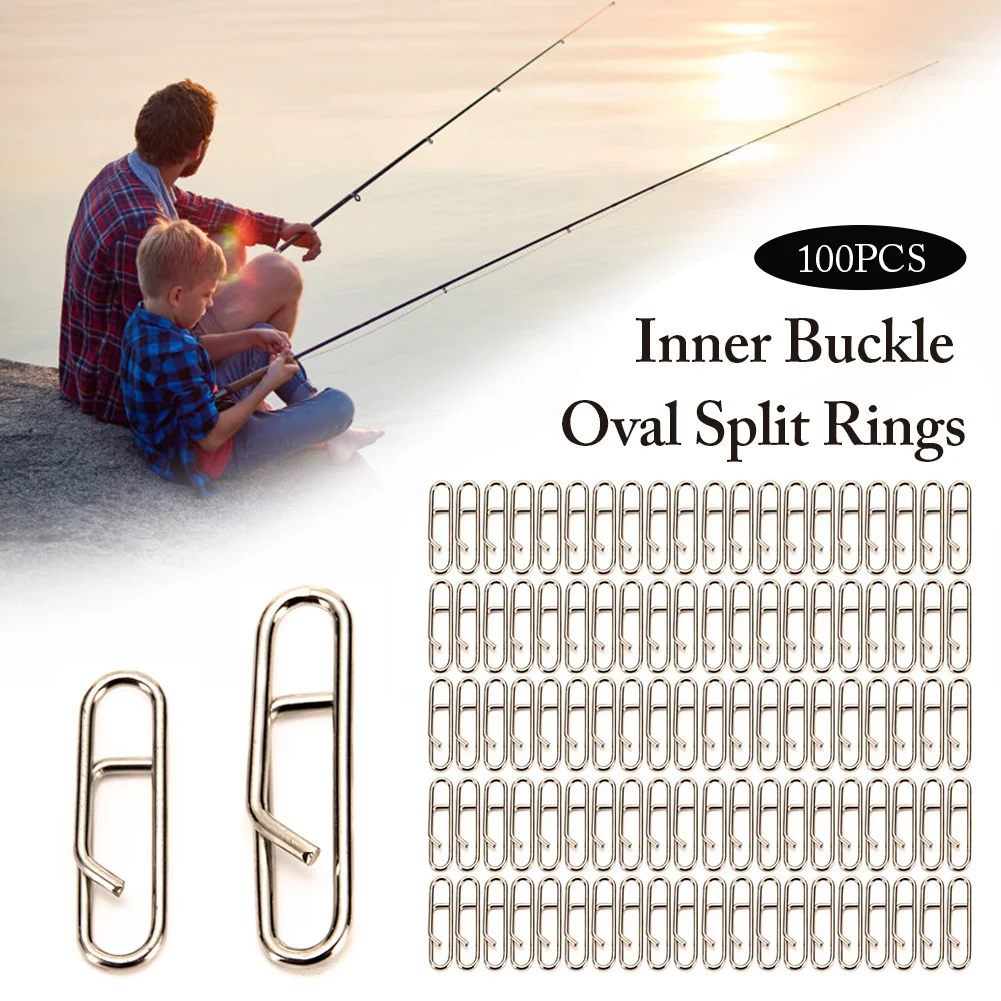 

100PCS Oval Snap Swivel Multipurpose Fishing Oval Split Rings Stainless Steel Oval Split Rings For Fishing Lure Fishing Hooks