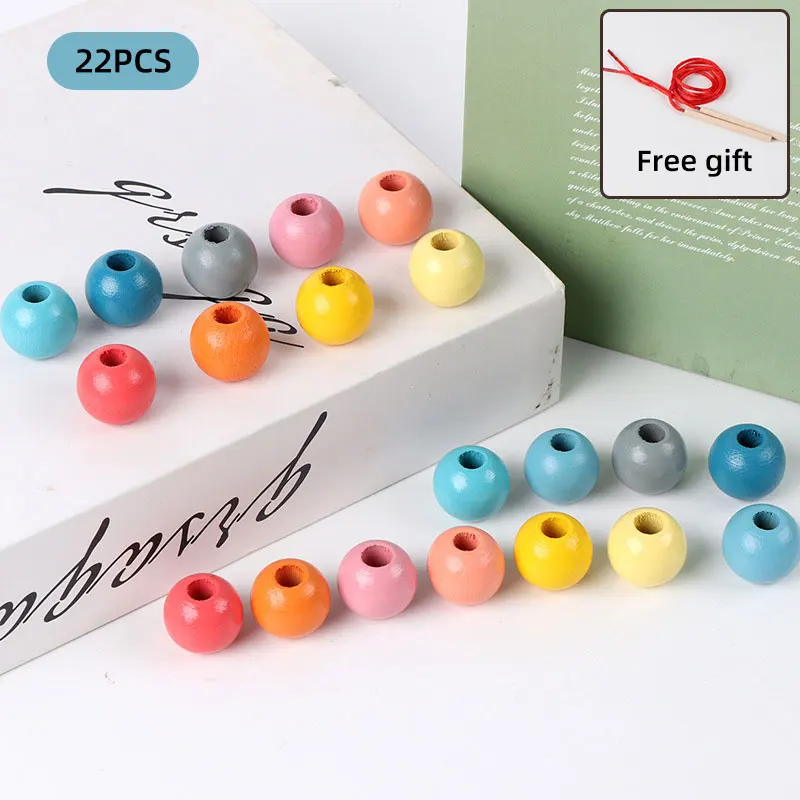 

Wooden Toys Baby DIY Toys Cute Cartoon Animal Letter String Wooden Beads Montessori Children's Educational Toy