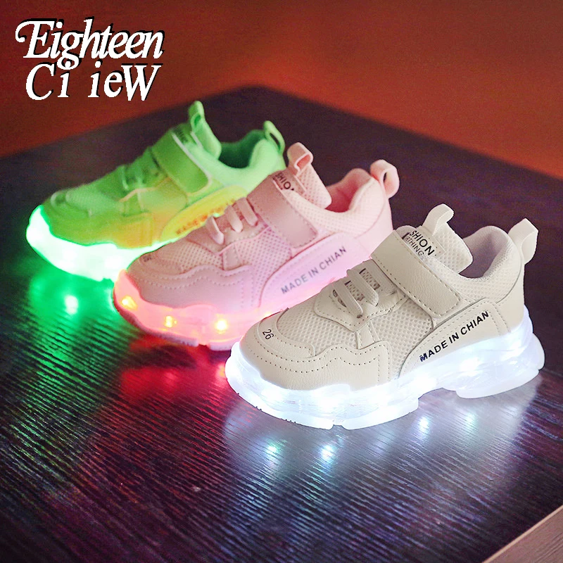 

Size 26-36 Children LED Glowing Shoes Kids USB Charge Light Up Sneakers Girls Luminous Shoes Boys Sports Running Sneakers