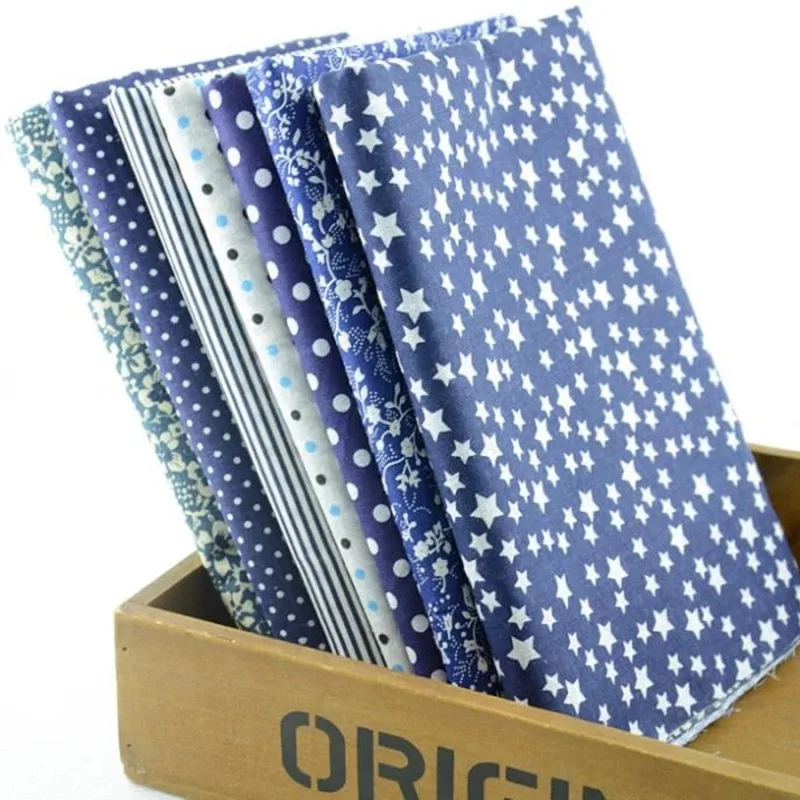 

Booksew 50CM*50CM 7 Designs/lot "Dark Blue" Cotton Fabric Fat Quaters Tilda Cloth Scrapbooking Patchwork Quilting Fabric
