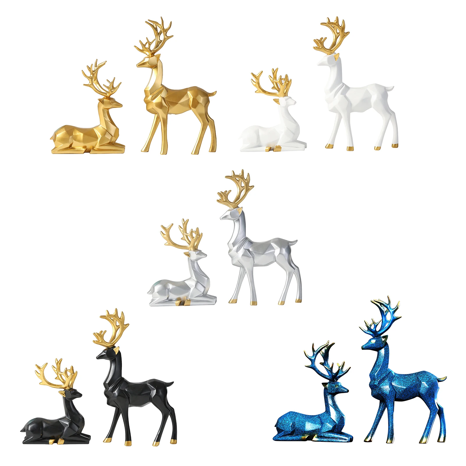 

Рождественская фигура оленя, скульптура из смолы, Скандинавская стоячая статуя сидящего оленя, настольное украшение для дома, гостиной, спа...
