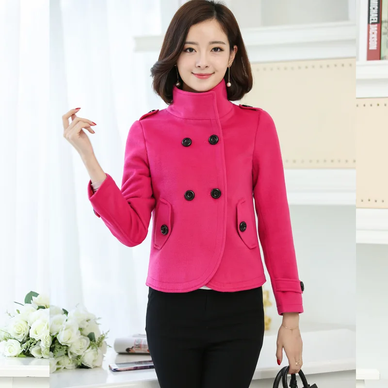 Женское двубортное пальто повседневное теплое кашемировое пальто|Женские