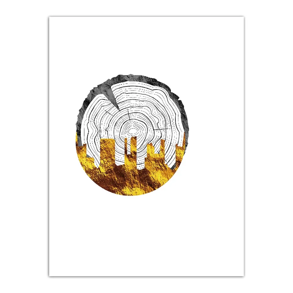 Декор для дома принты скандинавские картины кольца на дереве настенное