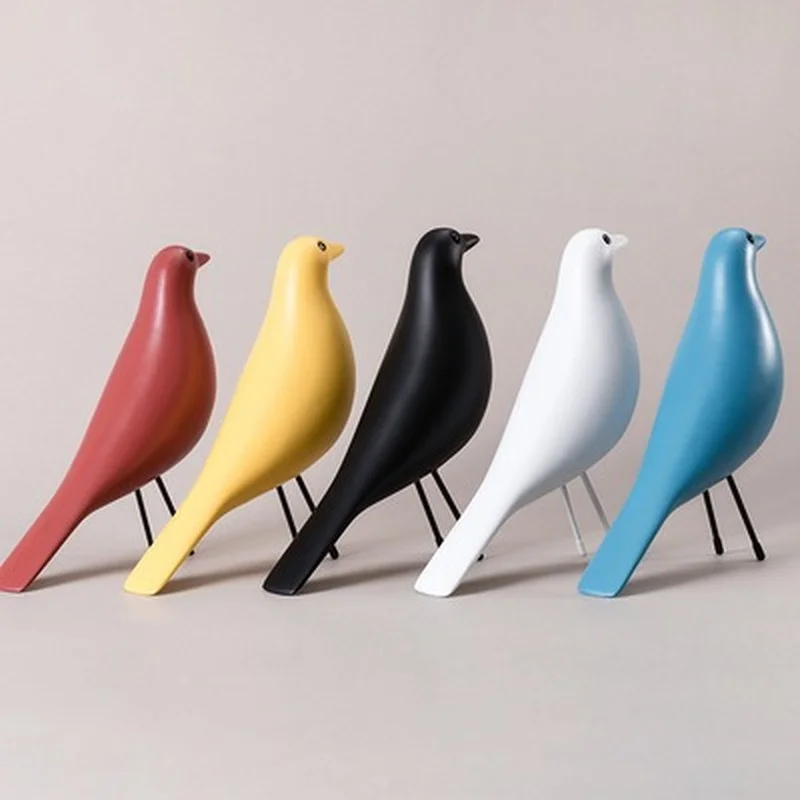 

Nordic Wooden Bird Pigeon Ornament Artificial Craft Bird Figurine Statue Office Ornament Lucky Sculpture Home Desktop Decoration