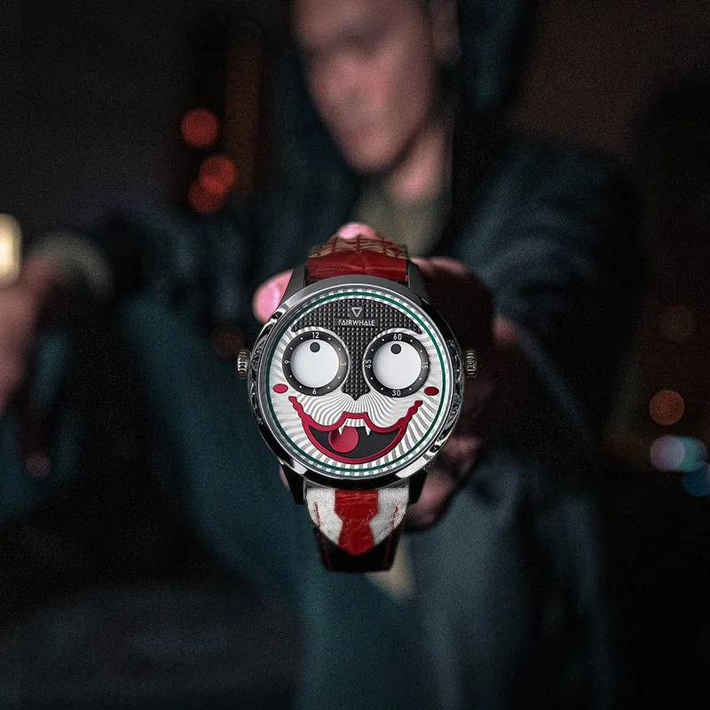 K1 Russian Clown Waterproof Quartz Watch Men's Interesting Design Leather Non Mechanical Watch enlarge