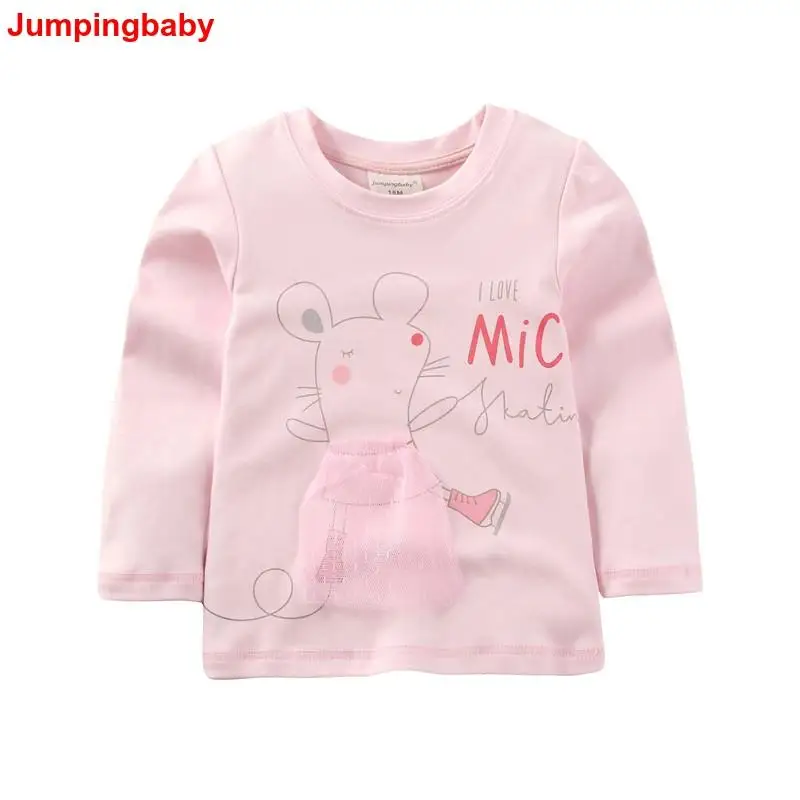 Jumpingbaby 2021 футболка для девочек детская одежда рубашка Осенние Топы|Тройники| |