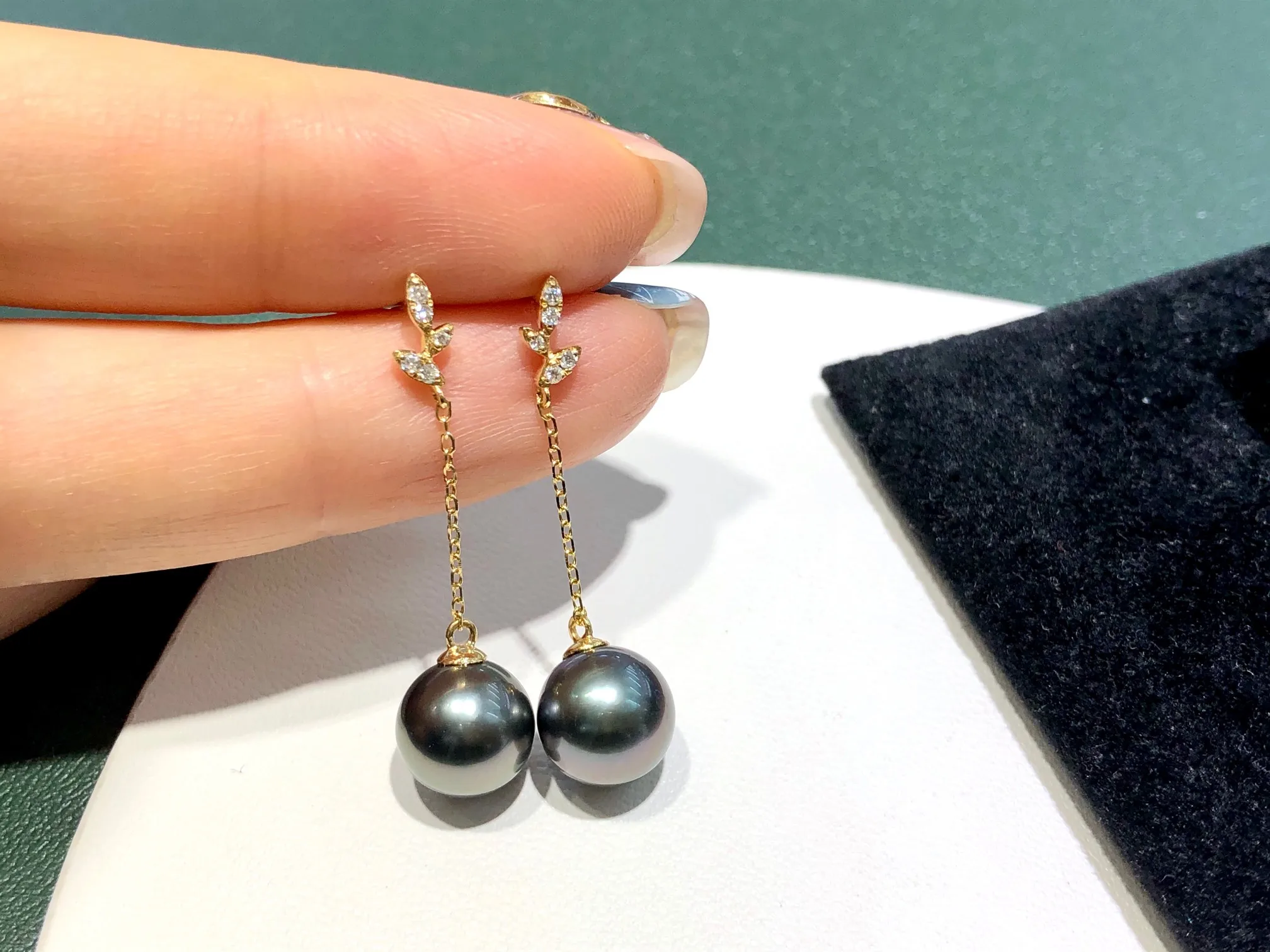 

Explosion G18K gold Lin Chiling's same pearl earrings, diamond inlaid, all-match Pearl match 8～9MM