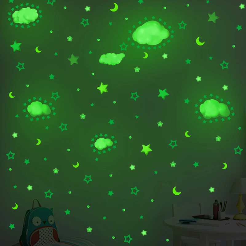 

Zollor Luminous Cloud Stars Moon Wall Sticker Bedroom Living room Children's room Fluorescent Creative Decoration Sticker