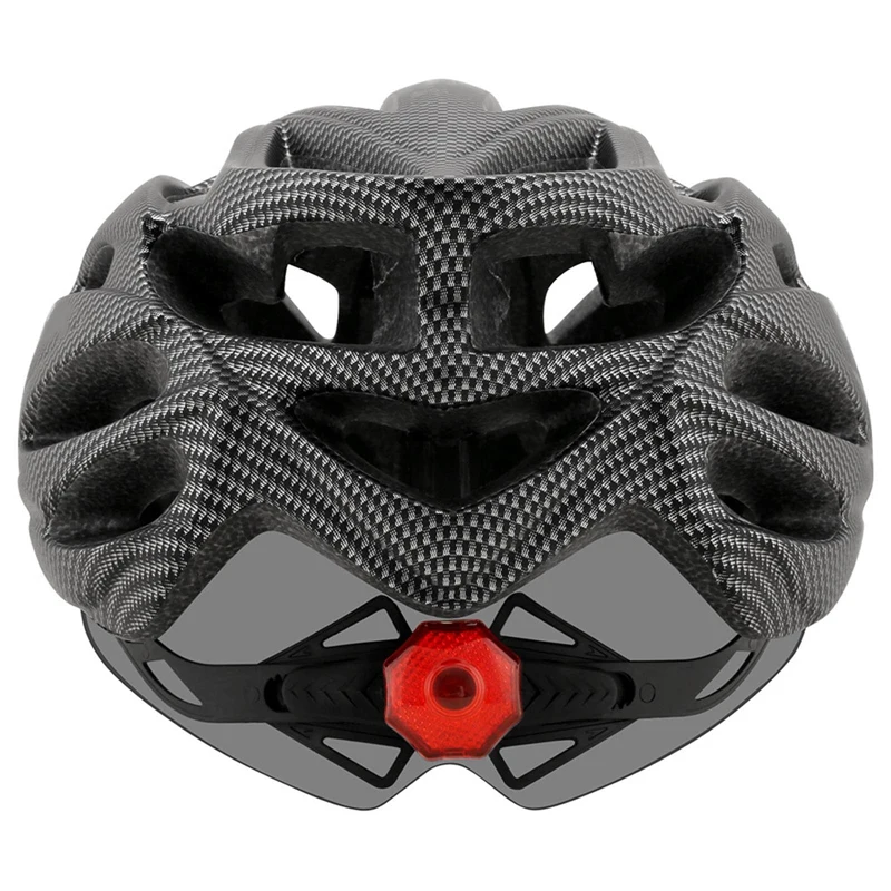 

1pc Mountain Bike Riding Helmet With Lens And Brim Tail Light 2 Styles