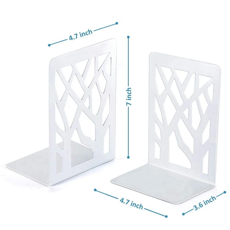 

Bookends,Book Ends for Shelves,Book Ends for Heavy Books,Book Shelf Holder Home Decorative,Metal Bookends White 4 Pair