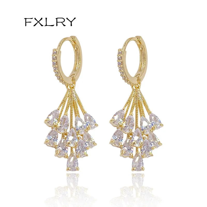 FXLRY высококачественные новые модные висячие серьги с кубическим цирконием для