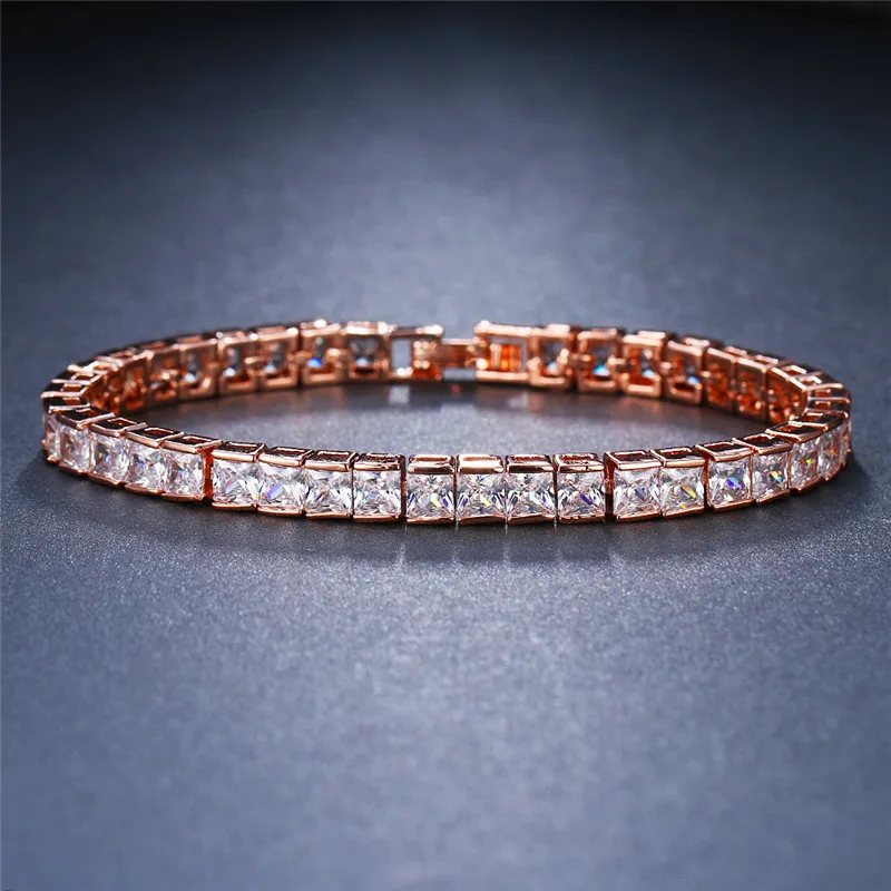 

ORZTOON Vintage Clear Square Zircon Bracelets for Women Creative Luxury Rose Gold Brass Bracelet Trendy Female Wedding Jewelry