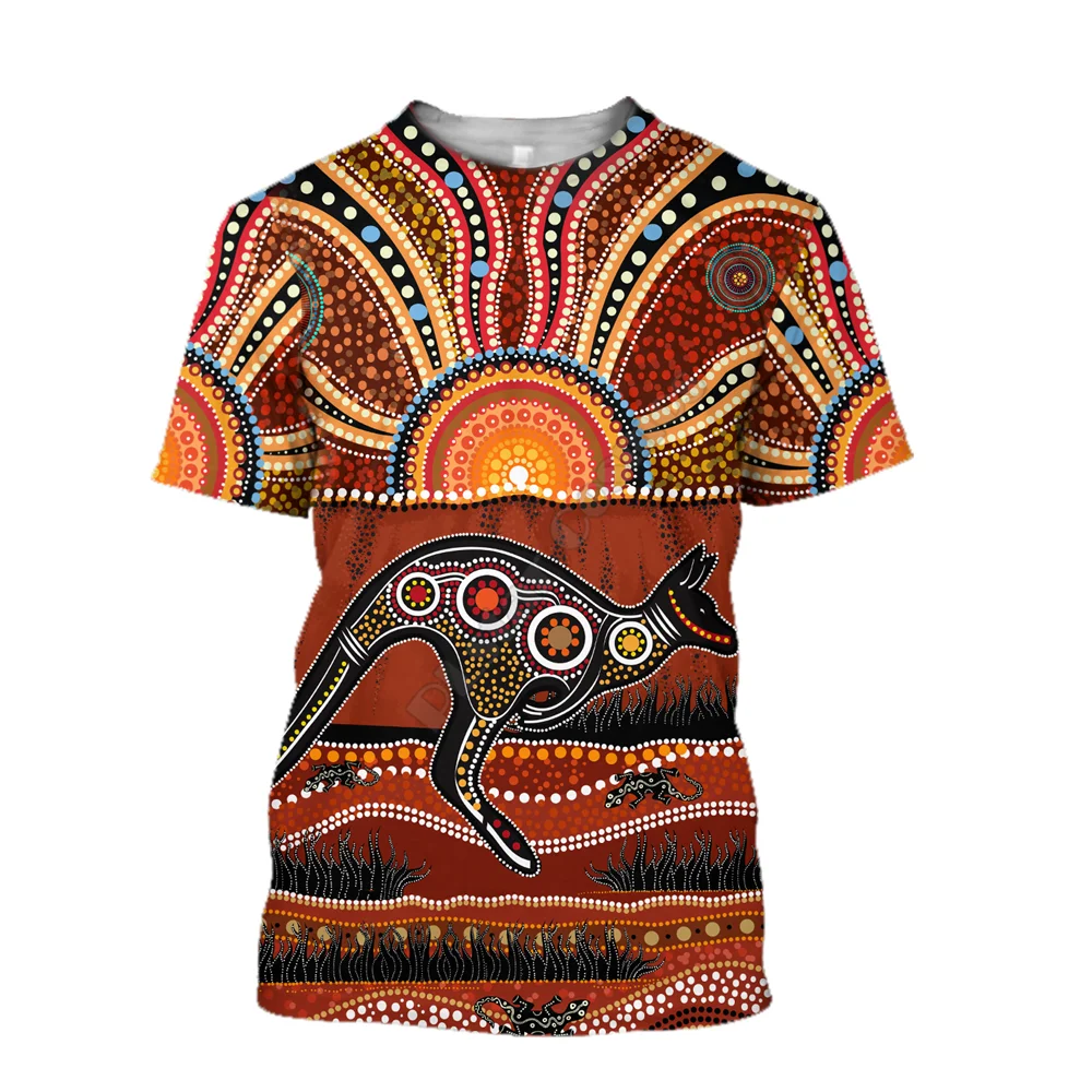 

Aboriginal Australia Kangaroo running Lizard Art shirts for men and women 3D Printed t shirts Summer Casual Tees T-shirt