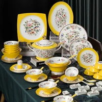 jingdezhen color hand painted phnom penh bone porcelain tableware high end dishes set gift dinnerware set