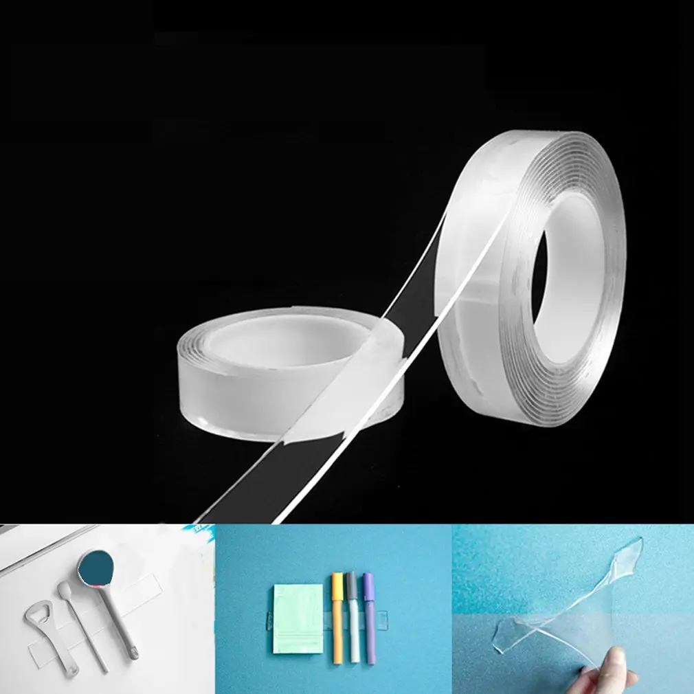 

1/5M Nano Tape Double Sided Tape For Face Transparent Reusable Waterproof Adhesive Tape Cleanable Bathroom Scotch Tape