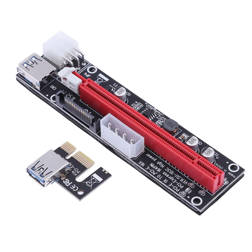

1x до 16X Райзер расширения карты 4pin 6pin SATA Power PCI Express Mining Office компьютерные принадлежности для майнинга биткоинов