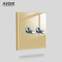 avoir led indicator wall light toggle switch gold luxury glass panel vintage switches 1 2 3 4 gang 2 way electrical power socket