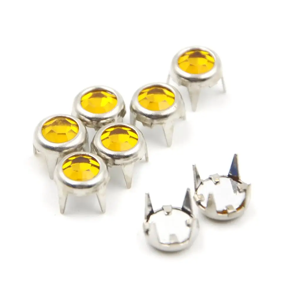 Шпильки-гвоздики круглые со стразами 6 мм 100 шт. заклепки шпильки модные кожаные