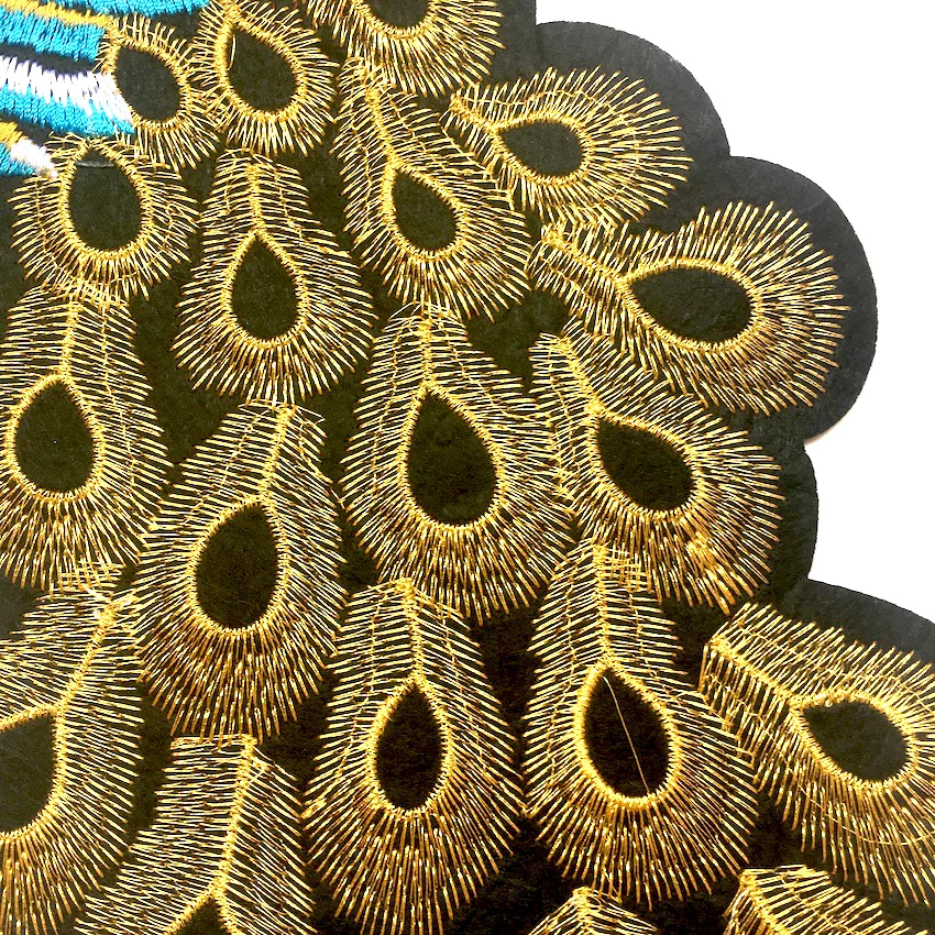 1 шт. Красивые большой с вышивкой Павлин Пришить нашивки для одежды куртка