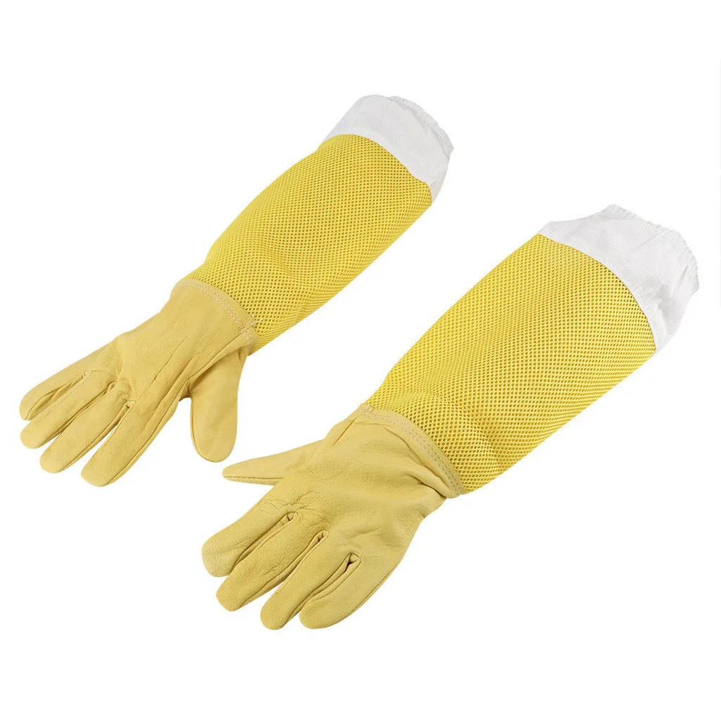 

1 Pair Beekeeping Gloves Bee Protective Long Sleeves Professional Sheepskin And Canvas Anti Bee Gloves For Beekeeping Gloves