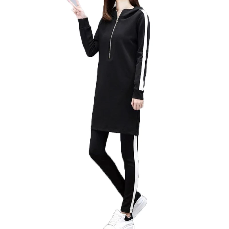 M-4XL Женская одежда для бега размера плюс женские комплекты в полоску комплект из 2