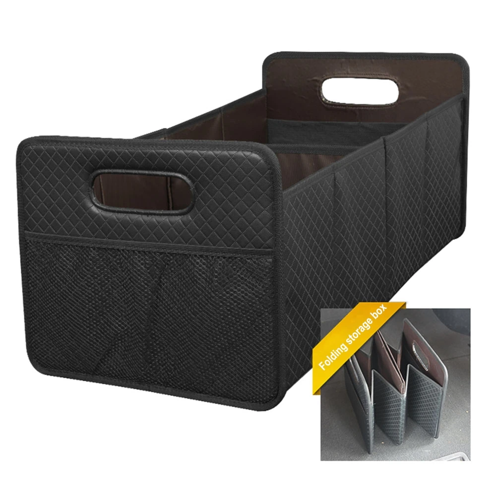 

Folding Car Trunk Organizer PU Leather Automotive Storage Container Car Cargo Organizer Foldable Storage Bag Storage Supplies