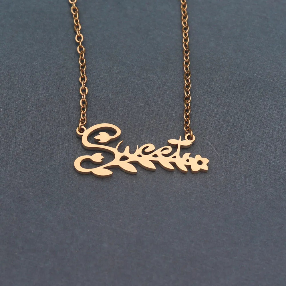 10 шт./лот золотая серебряная цепочка колье модное сладкое слово ожерелье ветка